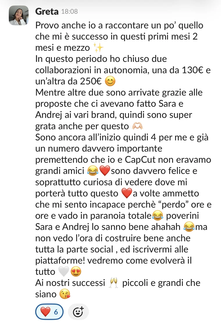 Messaggio di Greta nel canale #win: 4 collaborazioni nei primi 2 mesi e mezzo